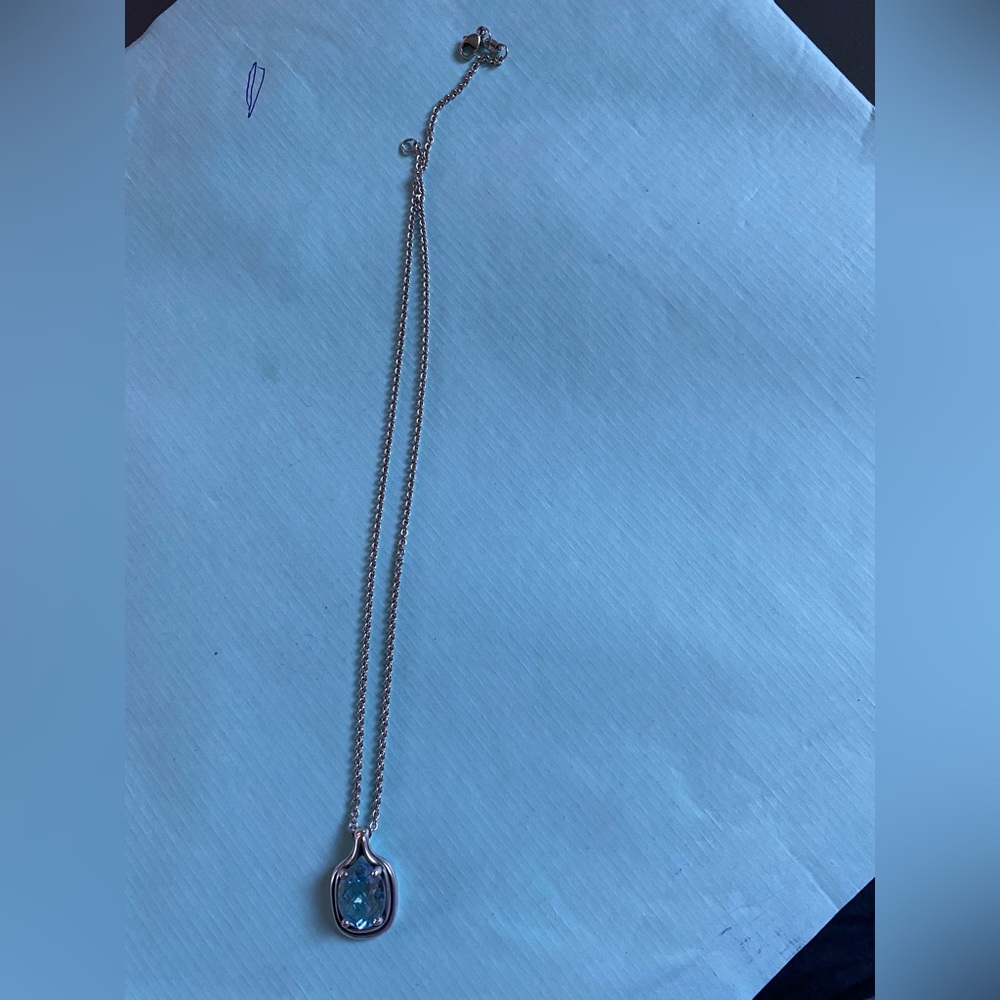 James Avery Blue Topaz Pendant and 18” Sterling Silver Chain